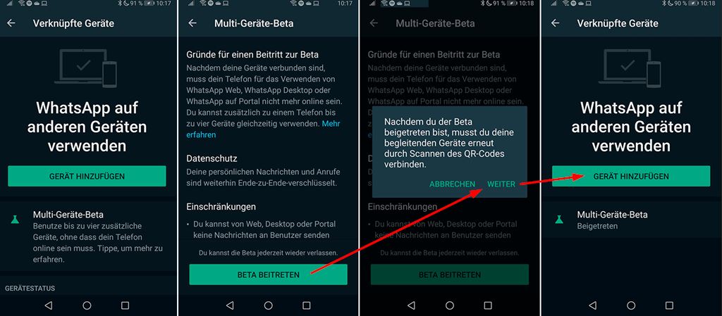 Screenshots Join the WhatsApp Multi-Device Beta