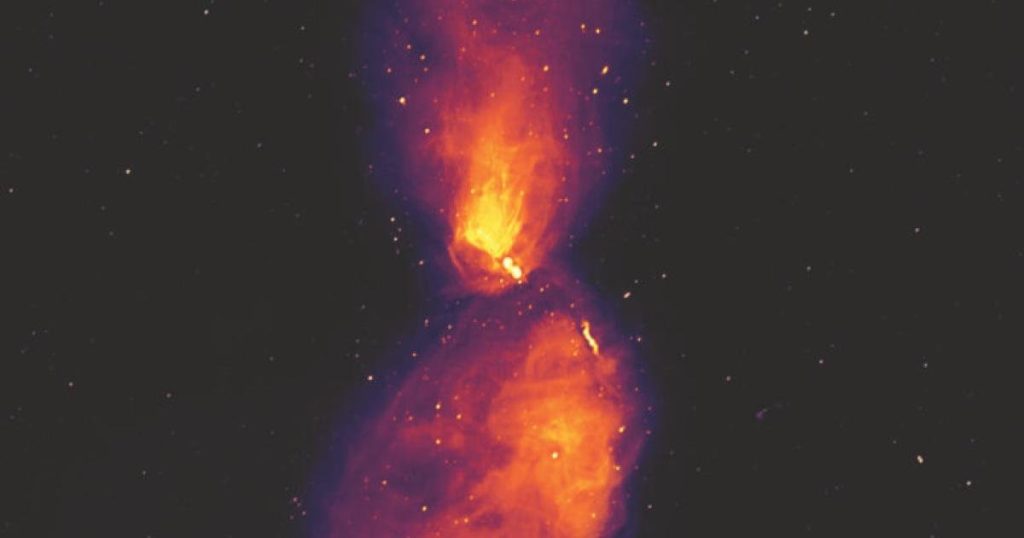 The image shows the eruption of a radioactive black hole