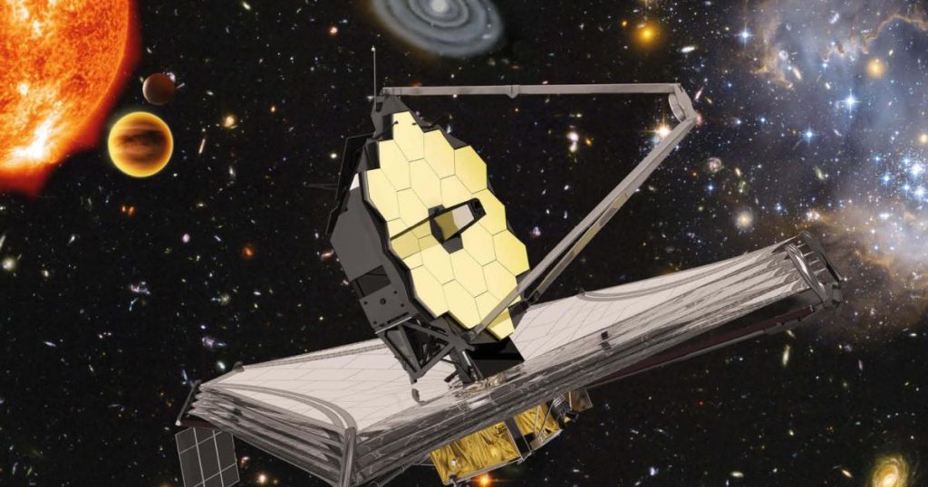 The entire sun shield revealed by the James Webb Space Telescope