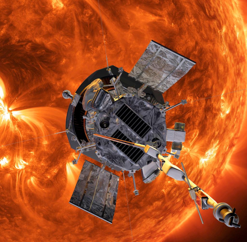The computer graphic shows a file "Parker Solar Probe"A NASA probe on its way to the sun