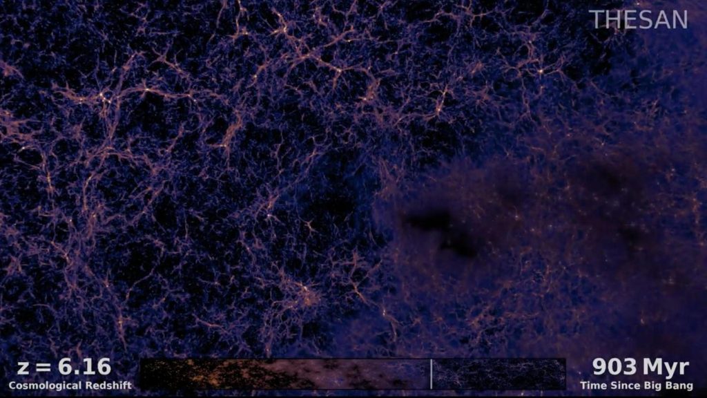 Simulation of the universe: the first galaxies formed 13 billion years ago