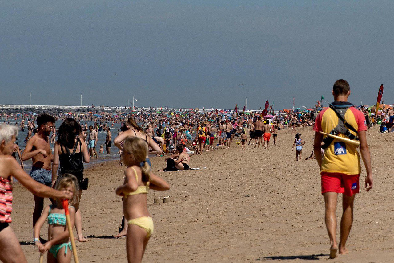 People on the beach in Ostend