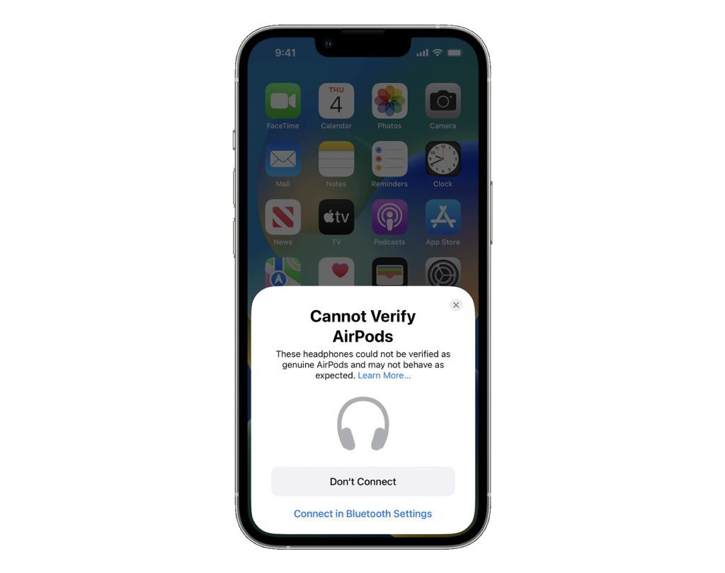 Apple iPhone now warns users about fake AirPods