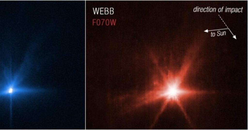 Webb and Hubble separate the impact of DART on an asteroid