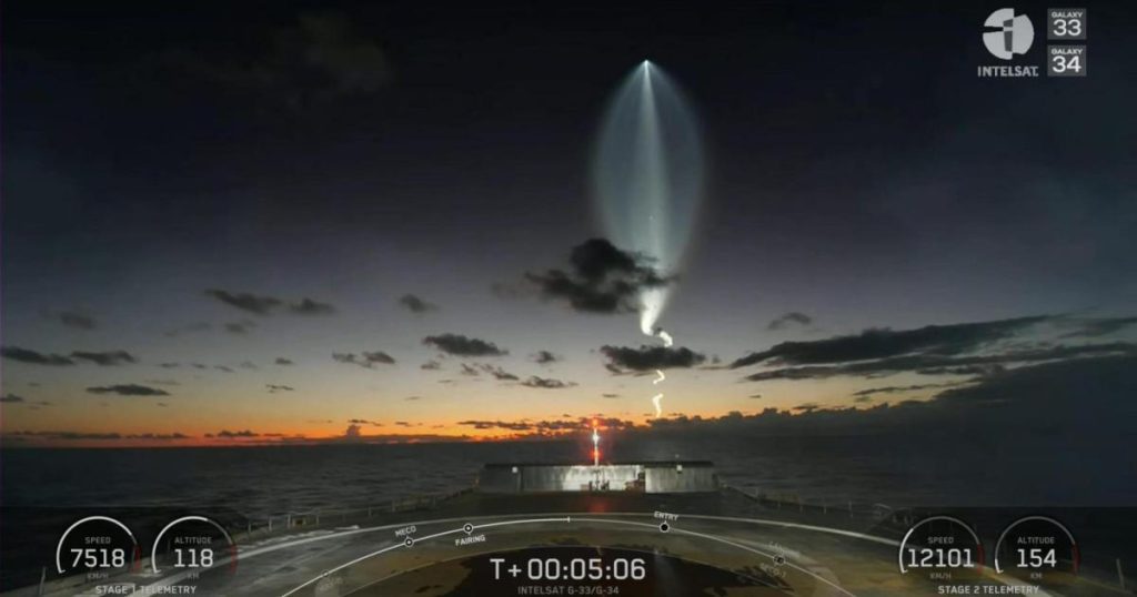 Unmanned ship filming 'space jellyfish' at launch of a SpaceX rocket