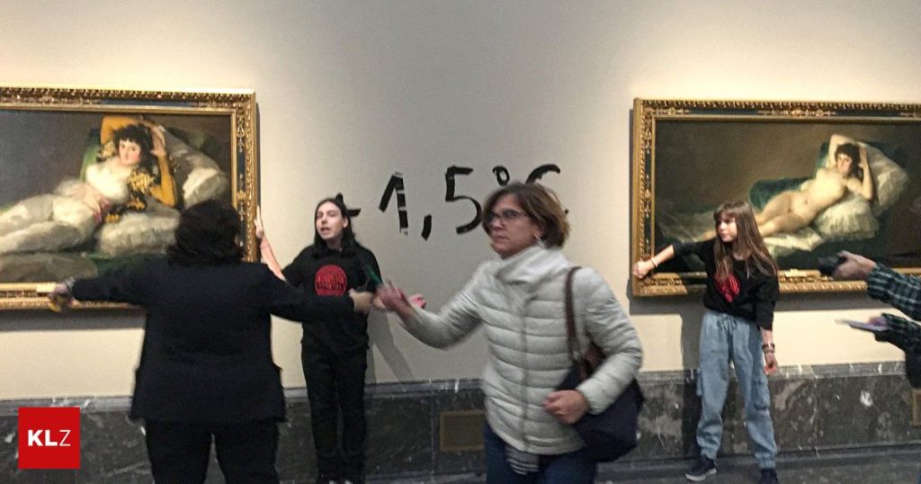 Prado Museum: Madrid: Climate activists stick to Goya's paintings