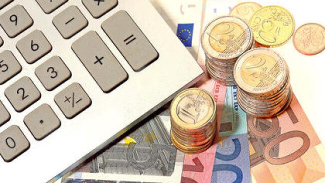 Euro money with pocket calculator